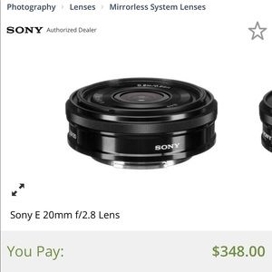 Sony E 20mm f/2.8 Lens for Sony a6000